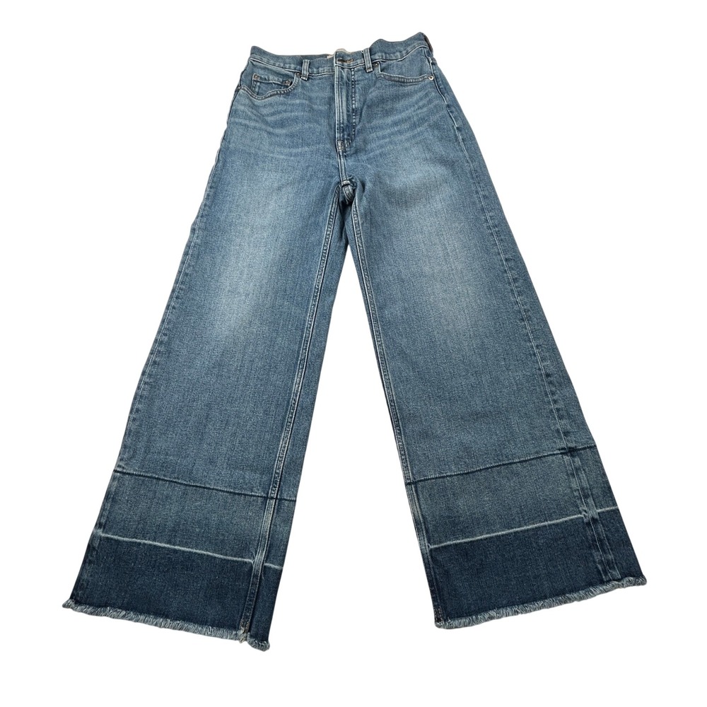 Everlane The Way-High® Sailor Wide Leg Jeans Raw Hem High Rise Denim Size 27S